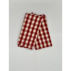 Set of 2 Red and White Gingham Cotton Napkins 17 x 16"